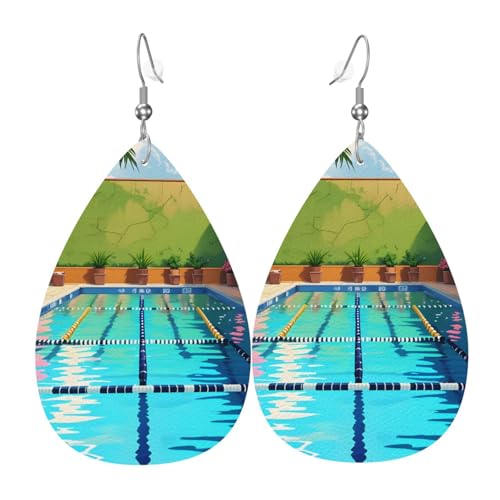 Leder-Ohrringe in Tropfenform für Damen, Flamingo- und Schwimmbad-Druck, leicht, Modeschmuck, Geschenk Leder-Ohrringe in Tropfenform für Damen, Flamingo- und Schwimmbad-Druck, leicht, Modeschmuck, Geschenk von LiuMng