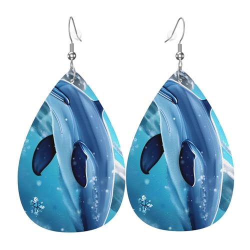 Leder-Ohrringe in Tropfenform für Damen, Winter, Delfin-Druck, leicht, Modeschmuck, Geschenk Leder-Ohrringe in Tropfenform für Damen, Winter, Delfin-Druck, leicht, Modeschmuck, Geschenk von LiuMng