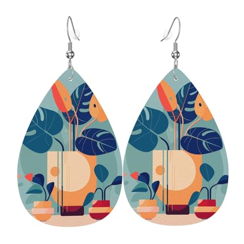 Leder-Ohrringe in Tropfenform für Damen, blau-oranger Schildkröten-Bambus-Druck, leicht, Modeschmuck, Geschenk Leder-Ohrringe in Tropfenform für Damen, blau-oranger Schildkröten-Bambus-Druck, leicht, Modeschmuck, Geschenk von LiuMng