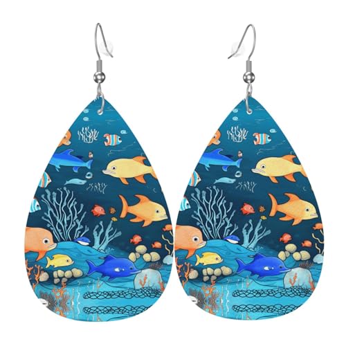 Leder-Ohrringe in Tropfenform für Damen, blaue Unterwasserwelt der Fische, leicht, Modeschmuck, Geschenk Leder-Ohrringe in Tropfenform für Damen, blaue Unterwasserwelt der Fische, leicht, Modeschmuck, Geschenk von LiuMng