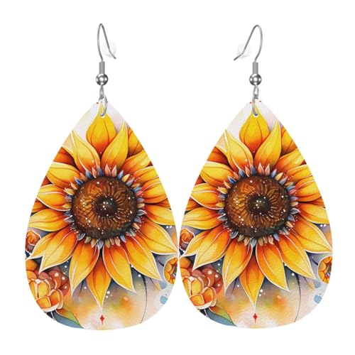 Leder-Ohrringe in Tropfenform für Damen, gelbe Sonnenblume mit Öldruck, leicht, Modeschmuck, Geschenk Leder-Ohrringe in Tropfenform für Damen, gelbe Sonnenblume mit Öldruck, leicht, Modeschmuck, Geschenk von LiuMng