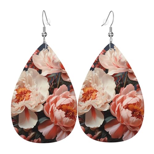 Leder-Ohrringe in Tropfenform für Damen, hellweiße Pfingstrosen, leicht, hängender Ohrhänger, Modeschmuck, Geschenk Leder-Ohrringe in Tropfenform für Damen, hellweiße Pfingstrosen, leicht, hängender Ohrhänger, Modeschmuck, Geschenk von LiuMng
