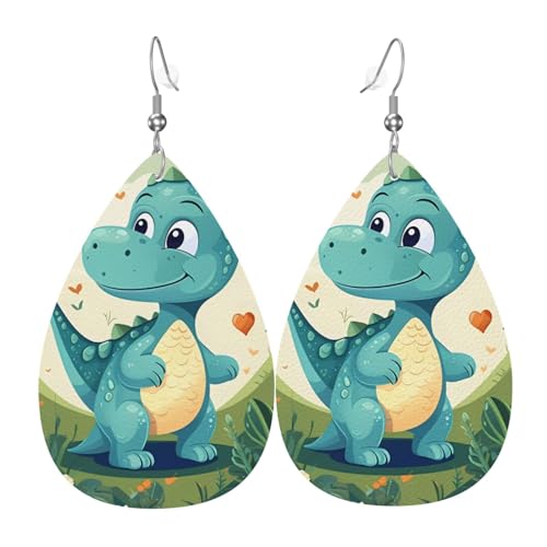Leder-Ohrringe in Tropfenform für Damen, kleiner Dinosaurier mit grünem Grasdruck, leicht, Modeschmuck, Geschenk Leder-Ohrringe in Tropfenform für Damen, kleiner Dinosaurier mit grünem Grasdruck, leicht, Modeschmuck, Geschenk von LiuMng