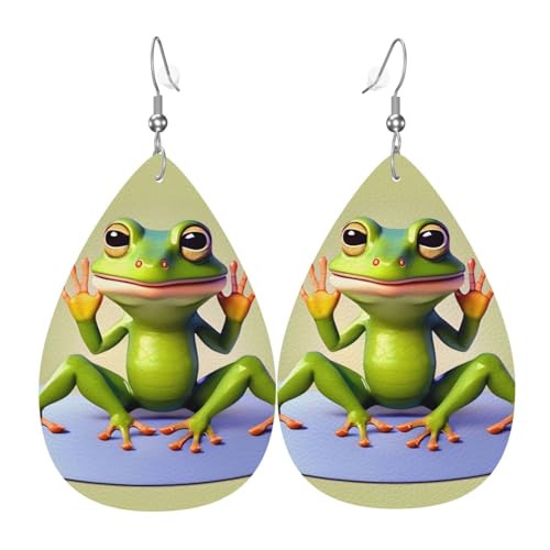 Leder-Ohrringe in Tropfenform für Damen, lustiger Frosch, der Yoga macht, leicht, hängend Leder-Ohrringe in Tropfenform für Damen, lustiger Frosch, der Yoga macht, leicht, hängend von LiuMng