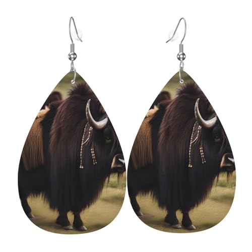 Leder-Ohrringe in Tropfenform für Damen, mächtiger Highland-Yak-Druck, leicht, hängender Ohrhänger, Modeschmuck, Geschenk Leder-Ohrringe in Tropfenform für Damen, mächtiger Highland-Yak-Druck, leicht, hängender Ohrhänger, Modeschmuck, Geschenk von LiuMng