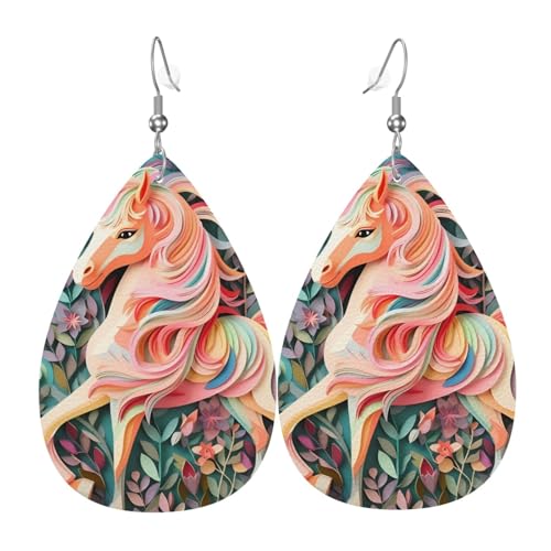 Leder-Ohrringe in Tropfenform für Damen, rosa Papierschnitt, Einhorn-Druck, leicht, Modeschmuck, Geschenk Leder-Ohrringe in Tropfenform für Damen, rosa Papierschnitt, Einhorn-Druck, leicht, Modeschmuck, Geschenk von LiuMng