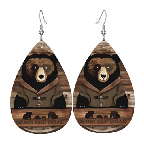 Leder-Ohrringe in Tropfenform für Damen, rustikaler Lodge-Bär-Druck, leicht, Modeschmuck, Geschenk Leder-Ohrringe in Tropfenform für Damen, rustikaler Lodge-Bär-Druck, leicht, Modeschmuck, Geschenk von LiuMng