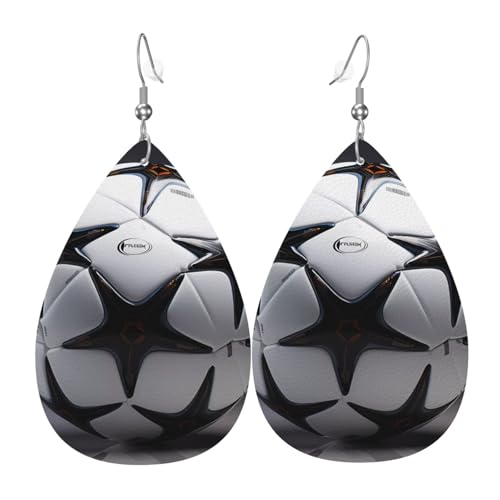 Leder-Ohrringe in Tropfenform für Damen, schwarz-weiß, Fußballdruck, leicht, Modeschmuck, Geschenk Leder-Ohrringe in Tropfenform für Damen, schwarz-weiß, Fußballdruck, leicht, Modeschmuck, Geschenk von LiuMng