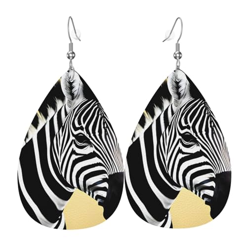 Leder-Ohrringe in Tropfenform für Damen, schwarz-weißes Zebramuster, leicht, Modeschmuck, Geschenk Leder-Ohrringe in Tropfenform für Damen, schwarz-weißes Zebramuster, leicht, Modeschmuck, Geschenk von LiuMng