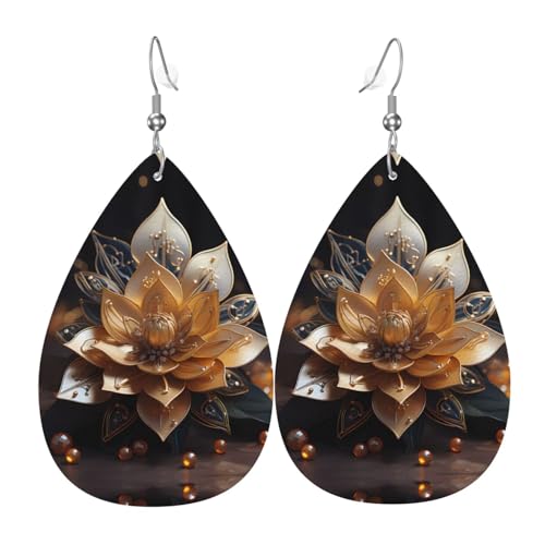 Leder-Ohrringe in Tropfenform für Damen, weißer zarter Lotusblumendruck, leicht, Modeschmuck, Geschenk Leder-Ohrringe in Tropfenform für Damen, weißer zarter Lotusblumendruck, leicht, Modeschmuck, Geschenk von LiuMng