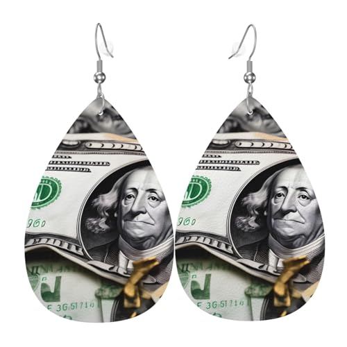 Leder-Tropfen-Ohrringe für Damen, Banknoten-Muster, leicht, hängender Ohrringe, Modeschmuck, Geschenk Leder-Tropfen-Ohrringe für Damen, Banknoten-Muster, leicht, hängender Ohrringe, Modeschmuck, Geschenk von LiuMng