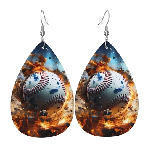 Leder-Tropfen-Ohrringe für Damen, Baseball-Druck, leicht, Modeschmuck, Geschenk Leder-Tropfen-Ohrringe für Damen, Baseball-Druck, leicht, Modeschmuck, Geschenk von LiuMng