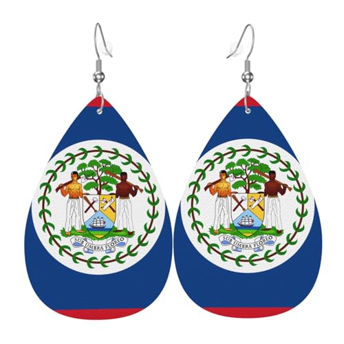 Leder-Tropfen-Ohrringe für Damen, Belize-Flagge, leicht, hängender Ohrringe, Modeschmuck, Geschenk Leder-Tropfen-Ohrringe für Damen, Belize-Flagge, leicht, hängender Ohrringe, Modeschmuck, Geschenk von LiuMng