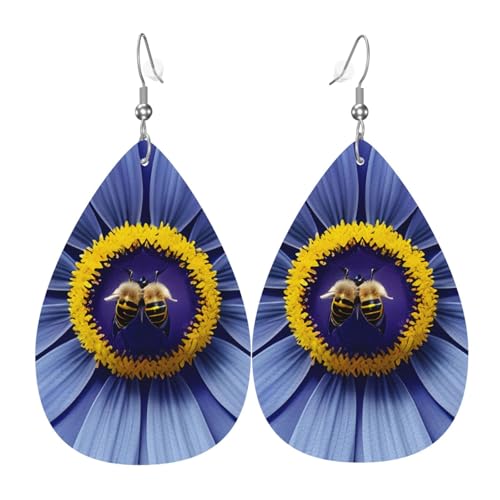 Leder-Tropfen-Ohrringe für Damen, Blumen-Herz, Bienen-Druck, leicht, hängende Ohrringe, Modeschmuck, Geschenk Leder-Tropfen-Ohrringe für Damen, Blumen-Herz, Bienen-Druck, leicht, hängende Ohrringe, Modeschmuck, Geschenk von LiuMng