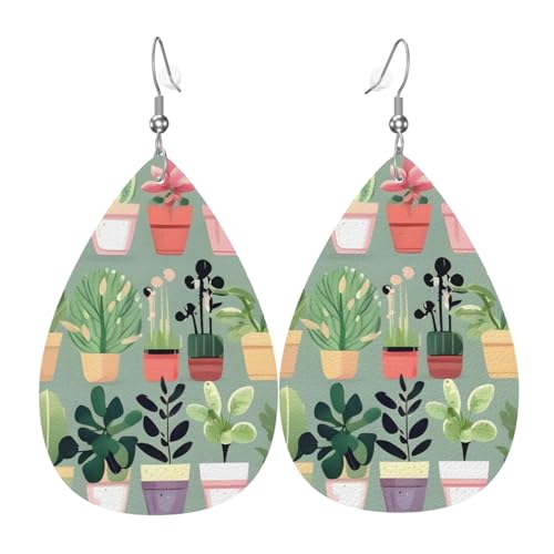 Leder-Tropfen-Ohrringe für Damen, Bonsai-Pflanzendruck, leicht, hängende Ohrringe, Modeschmuck, Geschenk Leder-Tropfen-Ohrringe für Damen, Bonsai-Pflanzendruck, leicht, hängende Ohrringe, Modeschmuck, Geschenk von LiuMng