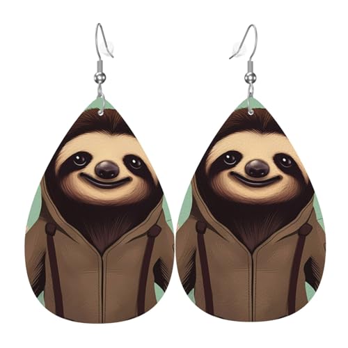 Leder-Tropfen-Ohrringe für Damen, Cartoon-Faultier-Druck, leicht, hängende Ohrringe, Modeschmuck, Geschenk Leder-Tropfen-Ohrringe für Damen, Cartoon-Faultier-Druck, leicht, hängende Ohrringe, Modeschmuck, Geschenk von LiuMng