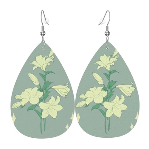 Leder-Tropfen-Ohrringe für Damen, Cartoon-weiße Lilien, leichte Hängeohrringe, Modeschmuck, Geschenk Leder-Tropfen-Ohrringe für Damen, Cartoon-weiße Lilien, leichte Hängeohrringe, Modeschmuck, Geschenk von LiuMng