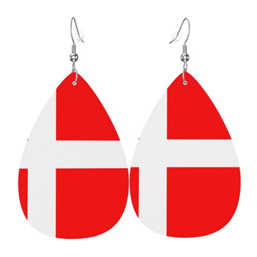 Leder-Tropfen-Ohrringe für Damen, Dänemark, dänische Flagge, leicht, hängender Ohrringe, Modeschmuck, Geschenk Leder-Tropfen-Ohrringe für Damen, Dänemark, dänische Flagge, leicht, hängender Ohrringe, Modeschmuck, Geschenk von LiuMng