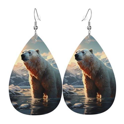 Leder-Tropfen-Ohrringe für Damen, Eisbär im Winter, leichte Hängeohrringe, Modeschmuck, Geschenk Leder-Tropfen-Ohrringe für Damen, Eisbär im Winter, leichte Hängeohrringe, Modeschmuck, Geschenk von LiuMng