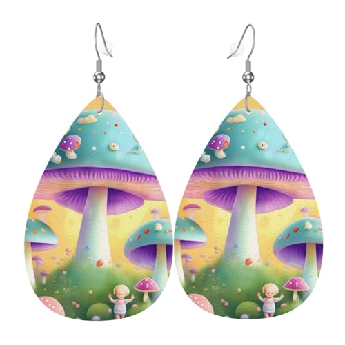 Leder-Tropfen-Ohrringe für Damen, Fantasie-Pilz-Druck, leichte Hängeohrringe, Modeschmuck, Geschenk Leder-Tropfen-Ohrringe für Damen, Fantasie-Pilz-Druck, leichte Hängeohrringe, Modeschmuck, Geschenk von LiuMng