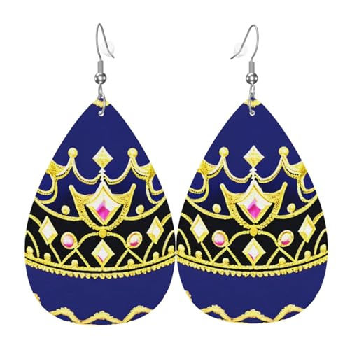 Leder-Tropfen-Ohrringe für Damen, Fantasie-Tiara-Druck, leicht, baumelnde Ohrringe, Modeschmuck, Geschenk Leder-Tropfen-Ohrringe für Damen, Fantasie-Tiara-Druck, leicht, baumelnde Ohrringe, Modeschmuck, Geschenk von LiuMng