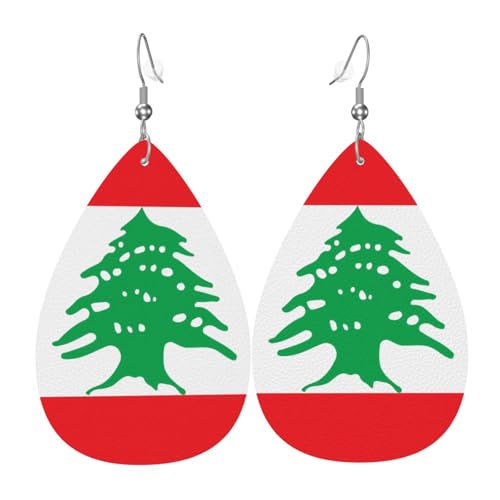 Leder-Tropfen-Ohrringe für Damen, Flagge des Libanon, leicht, hängende Ohrringe, Modeschmuck, Geschenk von LiuMng