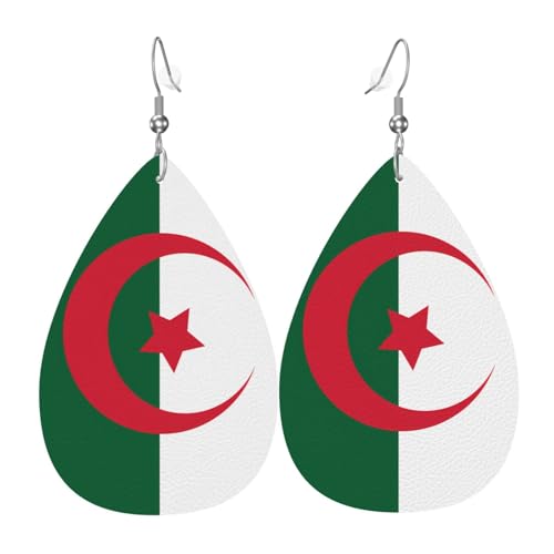 Leder-Tropfen-Ohrringe für Damen, Flagge von Algerien, leichte Hängeohrringe, Modeschmuck, Geschenk Leder-Tropfen-Ohrringe für Damen, Flagge von Algerien, leichte Hängeohrringe, Modeschmuck, Geschenk von LiuMng