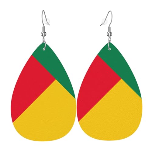 Leder-Tropfen-Ohrringe für Damen, Flagge von Benin, leicht, baumelnd, Modeschmuck, Geschenk Leder-Tropfen-Ohrringe für Damen, Flagge von Benin, leicht, baumelnd, Modeschmuck, Geschenk von LiuMng