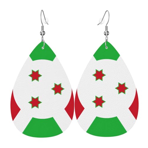 Leder-Tropfen-Ohrringe für Damen, Flagge von Burundi, leicht, hängender Ohrringe, Modeschmuck, Geschenk Leder-Tropfen-Ohrringe für Damen, Flagge von Burundi, leicht, hängender Ohrringe, Modeschmuck, Geschenk von LiuMng