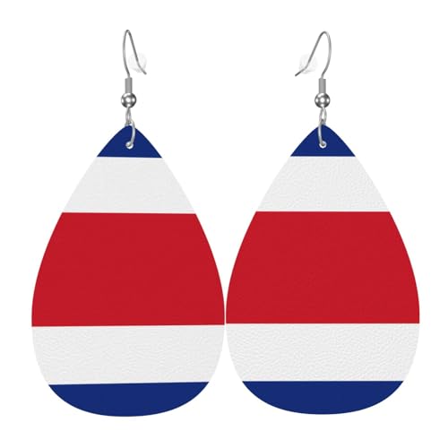 Leder-Tropfen-Ohrringe für Damen, Flagge von Costa Rica, leicht, hängender Ohrringe, Modeschmuck, Geschenk von LiuMng