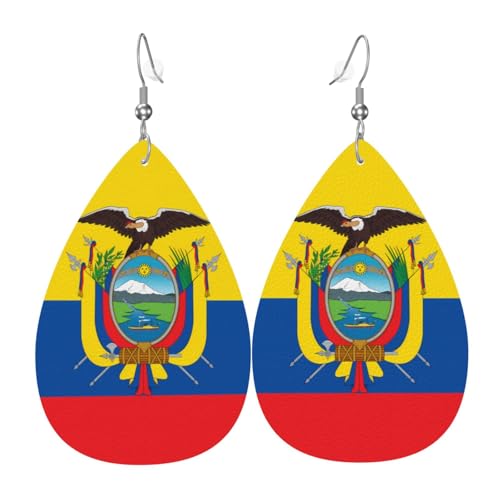 Leder-Tropfen-Ohrringe für Damen, Flagge von Ecuador, leicht, hängender Ohrringe, Modeschmuck, Geschenk Leder-Tropfen-Ohrringe für Damen, Flagge von Ecuador, leicht, hängender Ohrringe, Modeschmuck, Geschenk von LiuMng