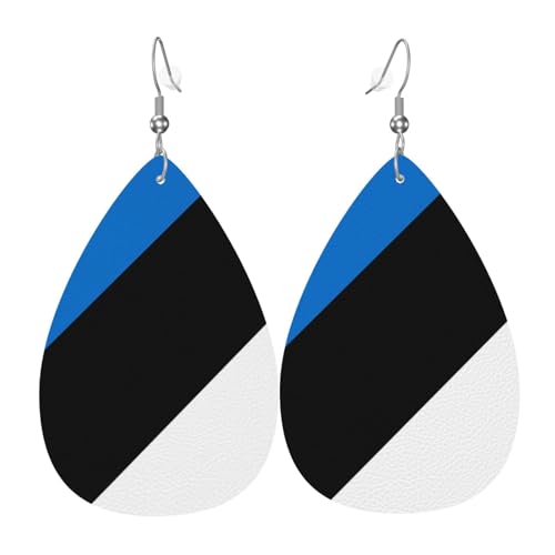 Leder-Tropfen-Ohrringe für Damen, Flagge von Estland, leichte Hängeohrringe, Modeschmuck, Geschenk Leder-Tropfen-Ohrringe für Damen, Flagge von Estland, leichte Hängeohrringe, Modeschmuck, Geschenk von LiuMng