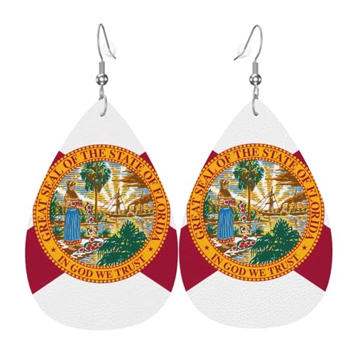 Leder-Tropfen-Ohrringe für Damen, Flagge von Florida, leicht, hängende Ohrringe, Modeschmuck, Geschenk Leder-Tropfen-Ohrringe für Damen, Flagge von Florida, leicht, hängende Ohrringe, Modeschmuck, Geschenk von LiuMng