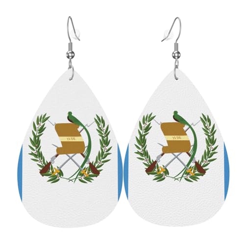 Leder-Tropfen-Ohrringe für Damen, Flagge von Guatemala, leicht, Modeschmuck, Geschenk von LiuMng