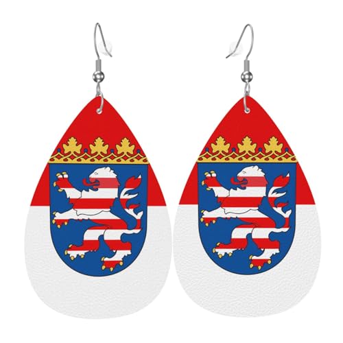 Leder-Tropfen-Ohrringe für Damen, Flagge von Hessen, leichte Hängeohrringe, Modeschmuck, Geschenk Leder-Tropfen-Ohrringe für Damen, Flagge von Hessen, leichte Hängeohrringe, Modeschmuck, Geschenk von LiuMng