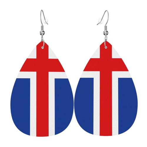 Leder-Tropfen-Ohrringe für Damen, Flagge von Island, leichte Hängeohrringe, Modeschmuck, Geschenk Leder-Tropfen-Ohrringe für Damen, Flagge von Island, leichte Hängeohrringe, Modeschmuck, Geschenk von LiuMng