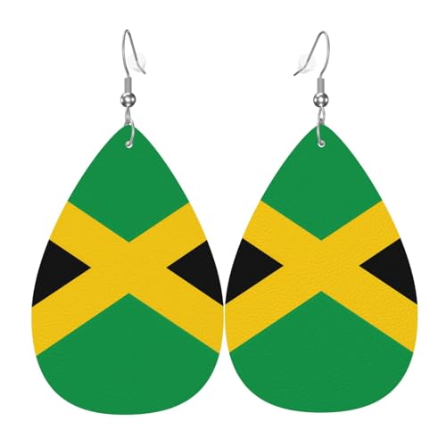 Leder-Tropfen-Ohrringe für Damen, Flagge von Jamaika, leicht, hängender Ohrringe, Modeschmuck, Geschenk Leder-Tropfen-Ohrringe für Damen, Flagge von Jamaika, leicht, hängender Ohrringe, Modeschmuck, Geschenk von LiuMng
