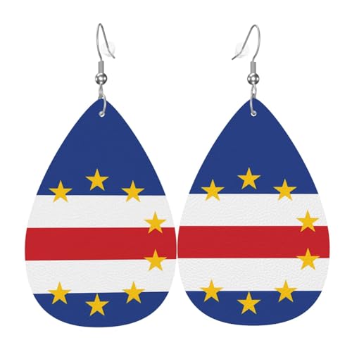 Leder-Tropfen-Ohrringe für Damen, Flagge von Kapverden, leichte Hängeohrringe, Modeschmuck, Geschenk Leder-Tropfen-Ohrringe für Damen, Flagge von Kapverden, leichte Hängeohrringe, Modeschmuck, Geschenk von LiuMng