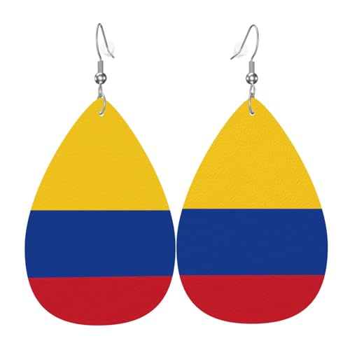 Leder-Tropfen-Ohrringe für Damen, Flagge von Kolumbien, leichte Hängeohrringe, Modeschmuck, Geschenk Leder-Tropfen-Ohrringe für Damen, Flagge von Kolumbien, leichte Hängeohrringe, Modeschmuck, Geschenk von LiuMng