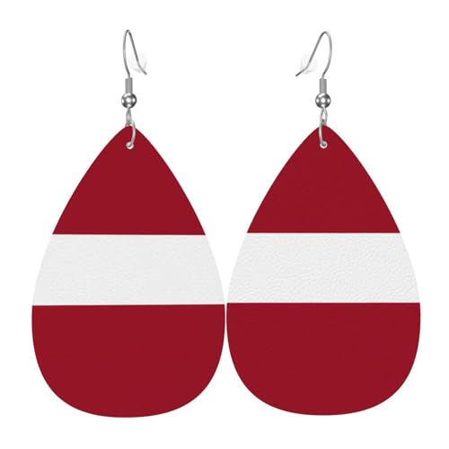 Leder-Tropfen-Ohrringe für Damen, Flagge von Lettland, leichte Hängeohrringe, Modeschmuck, Geschenk Leder-Tropfen-Ohrringe für Damen, Flagge von Lettland, leichte Hängeohrringe, Modeschmuck, Geschenk von LiuMng
