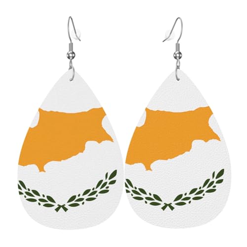 Leder-Tropfen-Ohrringe für Damen, Flagge von Zypern, leichte Hängeohrringe, Modeschmuck, Geschenk Leder-Tropfen-Ohrringe für Damen, Flagge von Zypern, leichte Hängeohrringe, Modeschmuck, Geschenk von LiuMng