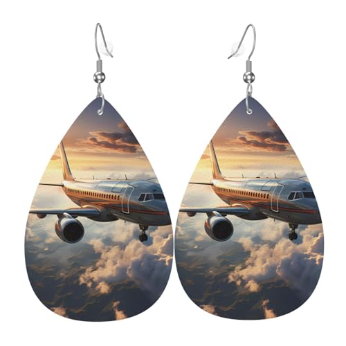 Leder-Tropfen-Ohrringe für Damen, Flugzeuge mit aufsteigendem Druck, leicht, Modeschmuck, Geschenk Leder-Tropfen-Ohrringe für Damen, Flugzeuge mit aufsteigendem Druck, leicht, Modeschmuck, Geschenk von LiuMng