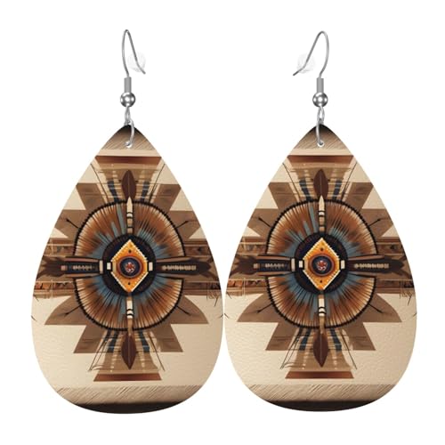 Leder-Tropfen-Ohrringe für Damen, Indianer-Malerei, leicht, hängende Ohrringe, Modeschmuck, Geschenk Leder-Tropfen-Ohrringe für Damen, Indianer-Malerei, leicht, hängende Ohrringe, Modeschmuck, Geschenk von LiuMng