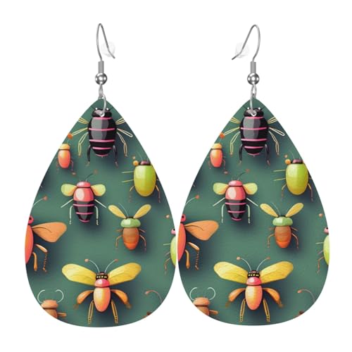 Leder-Tropfen-Ohrringe für Damen, Insekten-Atlas-Druck, leichte Hängeohrringe, Modeschmuck, Geschenk Leder-Tropfen-Ohrringe für Damen, Insekten-Atlas-Druck, leichte Hängeohrringe, Modeschmuck, Geschenk von LiuMng