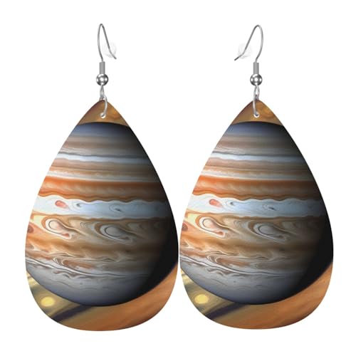 Leder-Tropfen-Ohrringe für Damen, Jupiter-Landschaftsdruck, leichte Hängeohrringe, Modeschmuck, Geschenk Leder-Tropfen-Ohrringe für Damen, Jupiter-Landschaftsdruck, leichte Hängeohrringe, Modeschmuck, Geschenk von LiuMng
