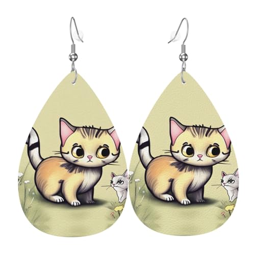 Leder-Tropfen-Ohrringe für Damen, Katzen- und Schmetterlings-Druck, leichte Hängeohrringe, Modeschmuck, Geschenk Leder-Tropfen-Ohrringe für Damen, Katzen- und Schmetterlings-Druck, leichte Hängeohrringe, Modeschmuck, Geschenk von LiuMng