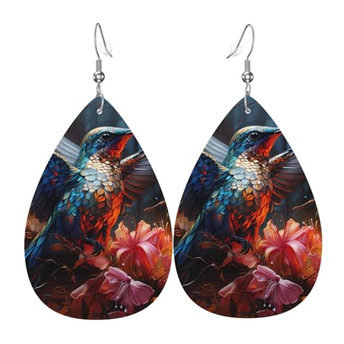 Leder-Tropfen-Ohrringe für Damen, Kolibri-Druck, leicht, baumelnd, Modeschmuck, Geschenk Leder-Tropfen-Ohrringe für Damen, Kolibri-Druck, leicht, baumelnd, Modeschmuck, Geschenk von LiuMng