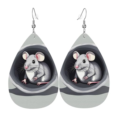 Leder-Tropfen-Ohrringe für Damen, Maus im Loch, leichte Hängeohrringe, Modeschmuck, Geschenk Leder-Tropfen-Ohrringe für Damen, Maus im Loch, leichte Hängeohrringe, Modeschmuck, Geschenk von LiuMng