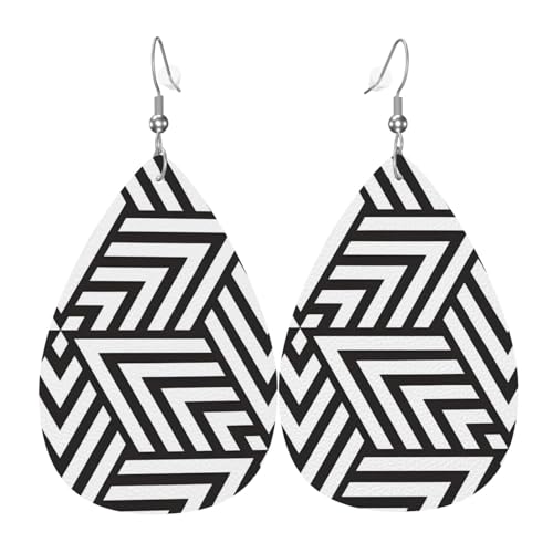 Leder-Tropfen-Ohrringe für Damen, Printidea-Druck, leicht, baumelnd, Modeschmuck, Geschenk von LiuMng