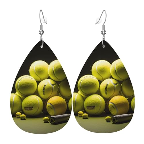 Leder-Tropfen-Ohrringe für Damen, Tennis-Diagramm-Druck, leicht, baumelnde Ohrringe, Modeschmuck, Geschenk Leder-Tropfen-Ohrringe für Damen, Tennis-Diagramm-Druck, leicht, baumelnde Ohrringe, Modeschmuck, Geschenk von LiuMng